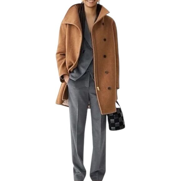 J Crew Coat 16 Brown Wool Blend Nello Gori Villa Italian Stadium‎ Cloth Camel - Picture 13 of 14